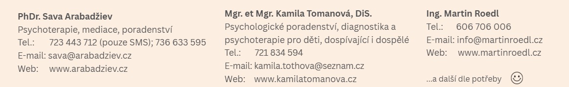 Kontakty Rodinná poradna Žatec, Podbořany, Most, Kněževes, Rakovník